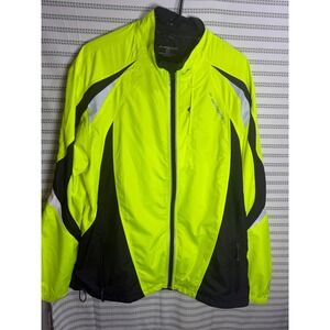 Brooks Mens Windbreaker Jacket‎ Neon Yellow High Visibility Reflective Size XL